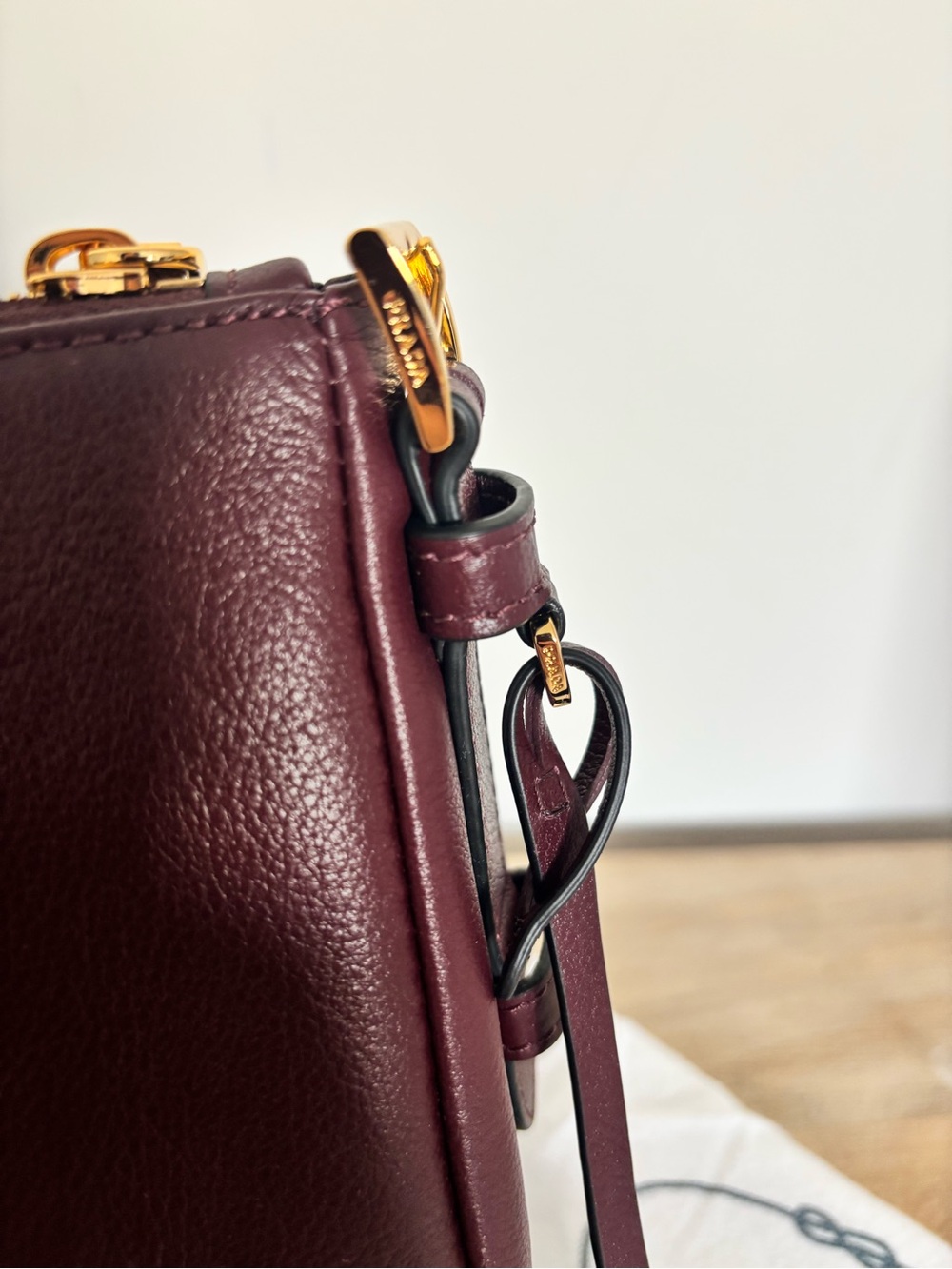 Prada Aimée Leather Shoulder Bag in Bordeaux - NWT - Picture 5 of 6
